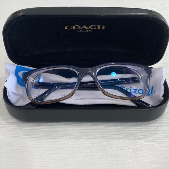 COACH PRESCRIPTION GLASSES WITH CASE. DENIM TAUPE GLITTER GRADIENT - Picture 1 of 10